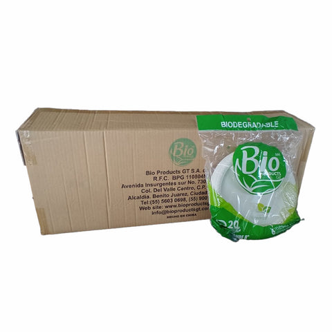 Plato Redondo Compostable de Fécula de Maíz 8''