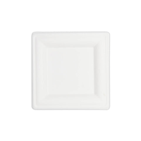 Plato Cuadrado Desechable Compostable de Bagazo de Caña 6″