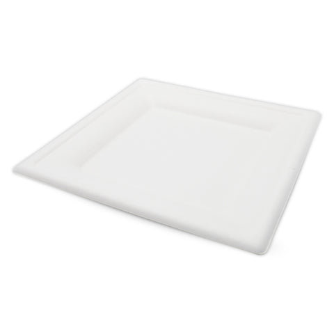 Plato Cuadrado Biodegradable de Bagazo de Caña 8″