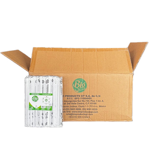 Popote Compostable 8mm 21 cm negro