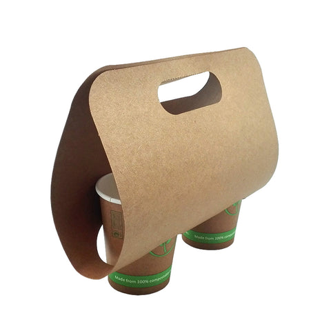 Porta Vasos de Cartón Compostable para 2 bebidas