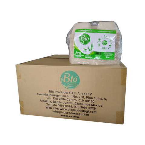 Contenedor Compostable de Bagazo de Trigo de 1000 ml con 3 Divisiones