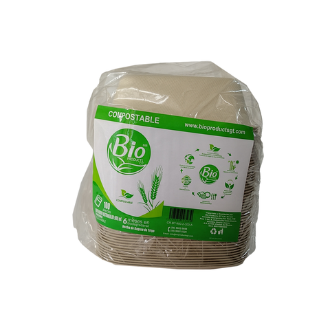Contenedor Bagazo de Trigo 1000 ml Rectangular con 2 Divisiones