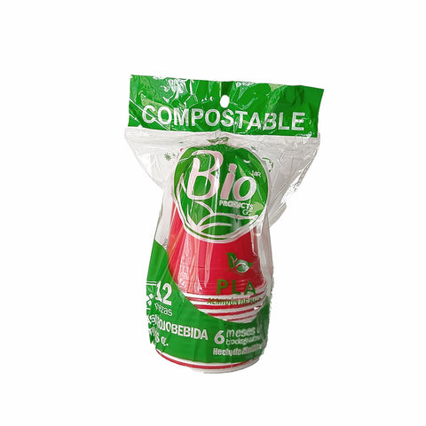Vaso Rojo Compostable para Bebida Fría de 16 oz