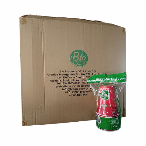 Vaso Rojo Compostable para Bebida Fría de 16 oz