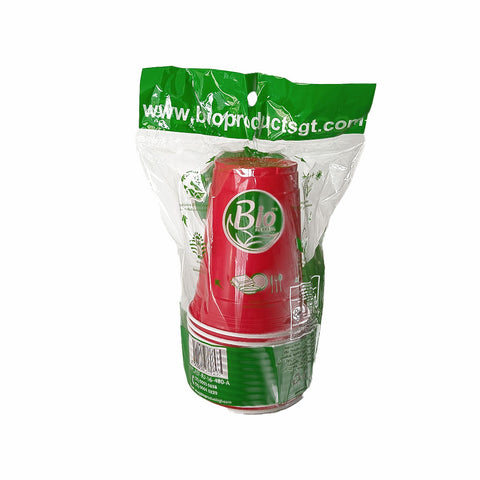 Vaso Rojo Compostable para Bebida Fría de 16 oz
