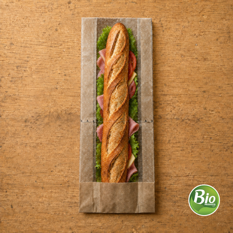 Bolsa Snack de Papel para Baguette 12 x 5 x 30 cm