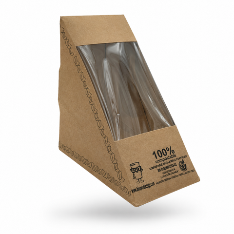 Caja de Cartón para Sándwich con Ventana de PLA
