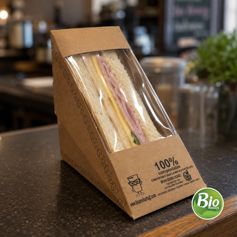 Caja de Cartón para Sándwich con Ventana de PLA