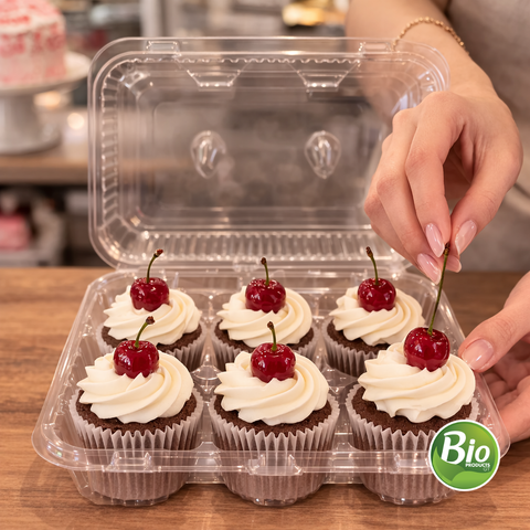 Contenedor Domo para 6 Cupcakes de PLA