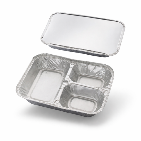 Charola de Aluminio con 3 Divisiones y Tapa