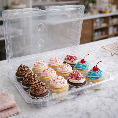 Contenedor Domo para 12 Cupcakes de PLA