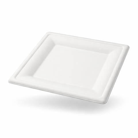 Plato Cuadrado de Bagazo de Caña 8"