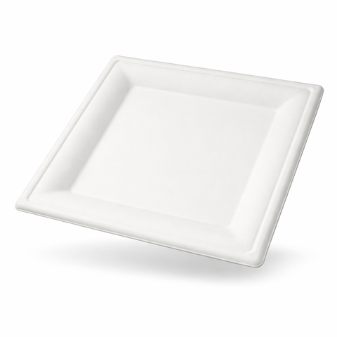 Plato Cuadrado de Bagazo de Caña 10"