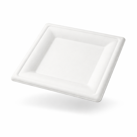 Plato Cuadrado de Bagazo de Caña 6"
