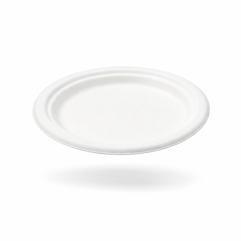 Plato Redondo Compostable de Bagazo de Caña 6"