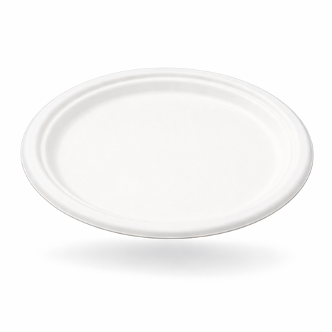 Plato Redondo Compostable de Bagazo de Caña 9"