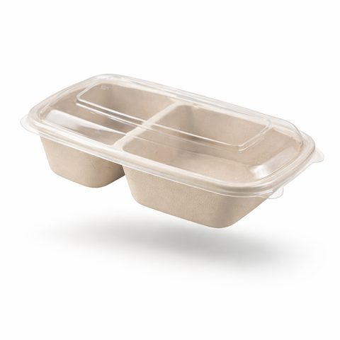 Pack Contenedor Rectangular 900 ml con División + Tapa PLA