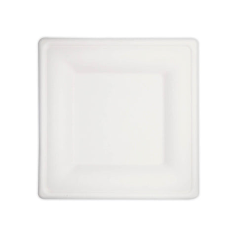 Plato Cuadrado Compostable de Bagazo de Caña 10″