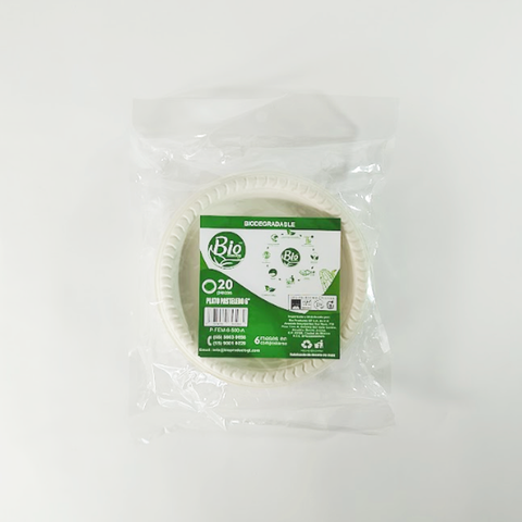 Plato Redondo Biodegradable de Fécula de Maíz 6''