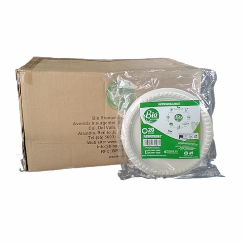 Plato Redondo Biodegradable de Fécula de Maíz 6''