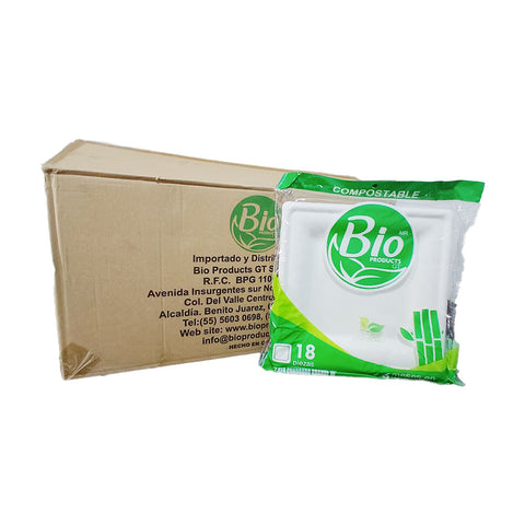 Plato Cuadrado Compostable de Bagazo de Caña 10″