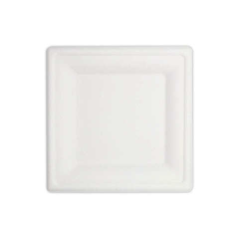 Plato Cuadrado Biodegradable de Bagazo de Caña 8″