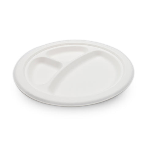 Plato Compostable Redondo de Bagazo de Caña 9″ con División