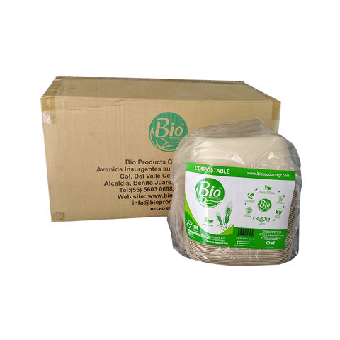 Contenedor Bagazo de Trigo 1000 ml Cuadrado con 2 Divisiones