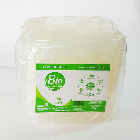 Tapa PLA para Contenedor Bagazo de Trigo 900 y 1000 ml Rectangular