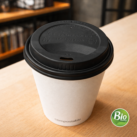 Tapa Negra de PLA para Vaso 10-16 oz