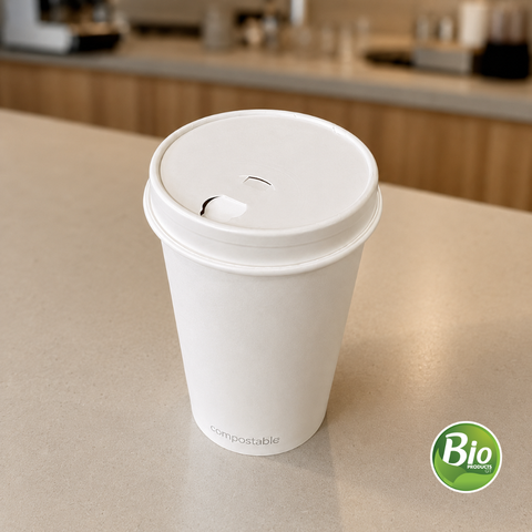 Tapa de Papel + PLA para Vaso de Bebida Caliente 10 a 20 oz