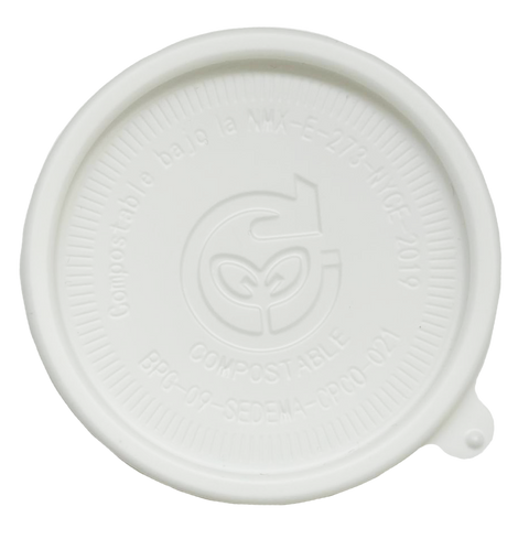 Tapa Blanca Compostable de PLA para Vaso Soufle de 2 oz